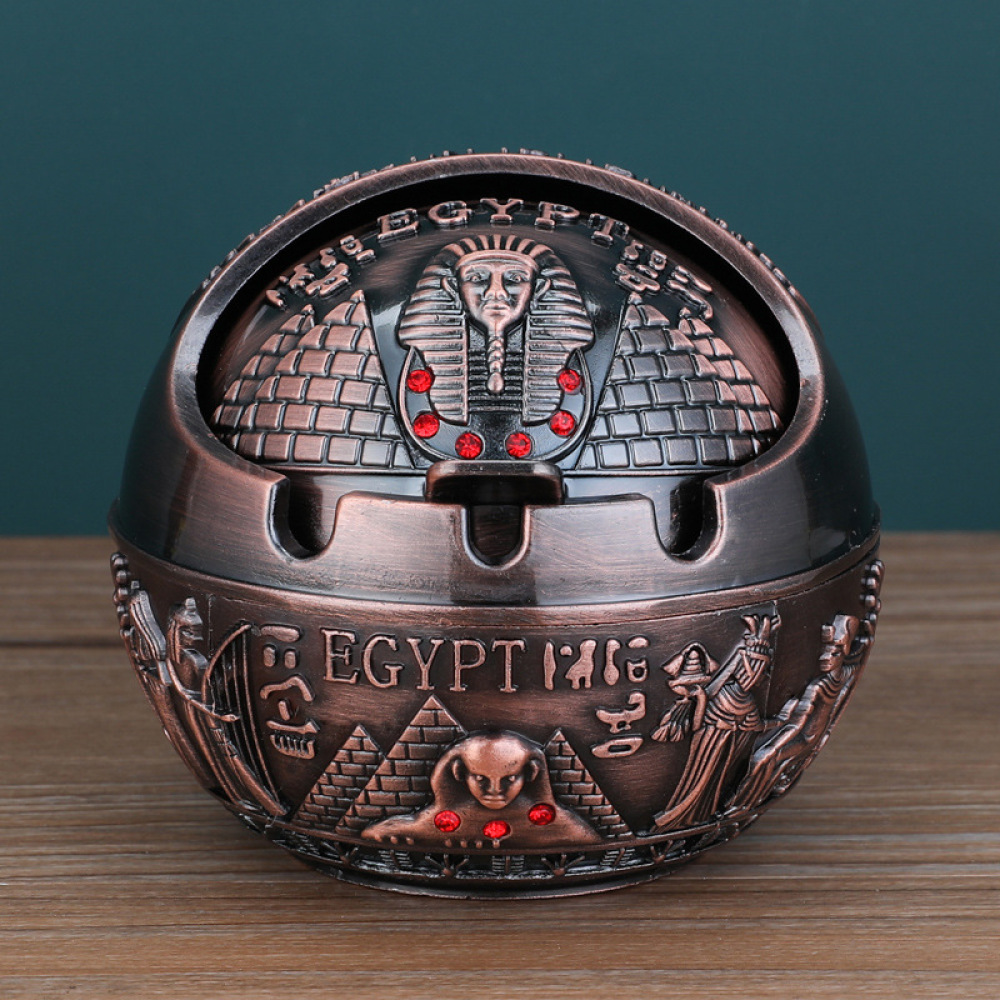 Retro Metal Ashtray With Lid D - Office Table Accessories Unique 评论和价格